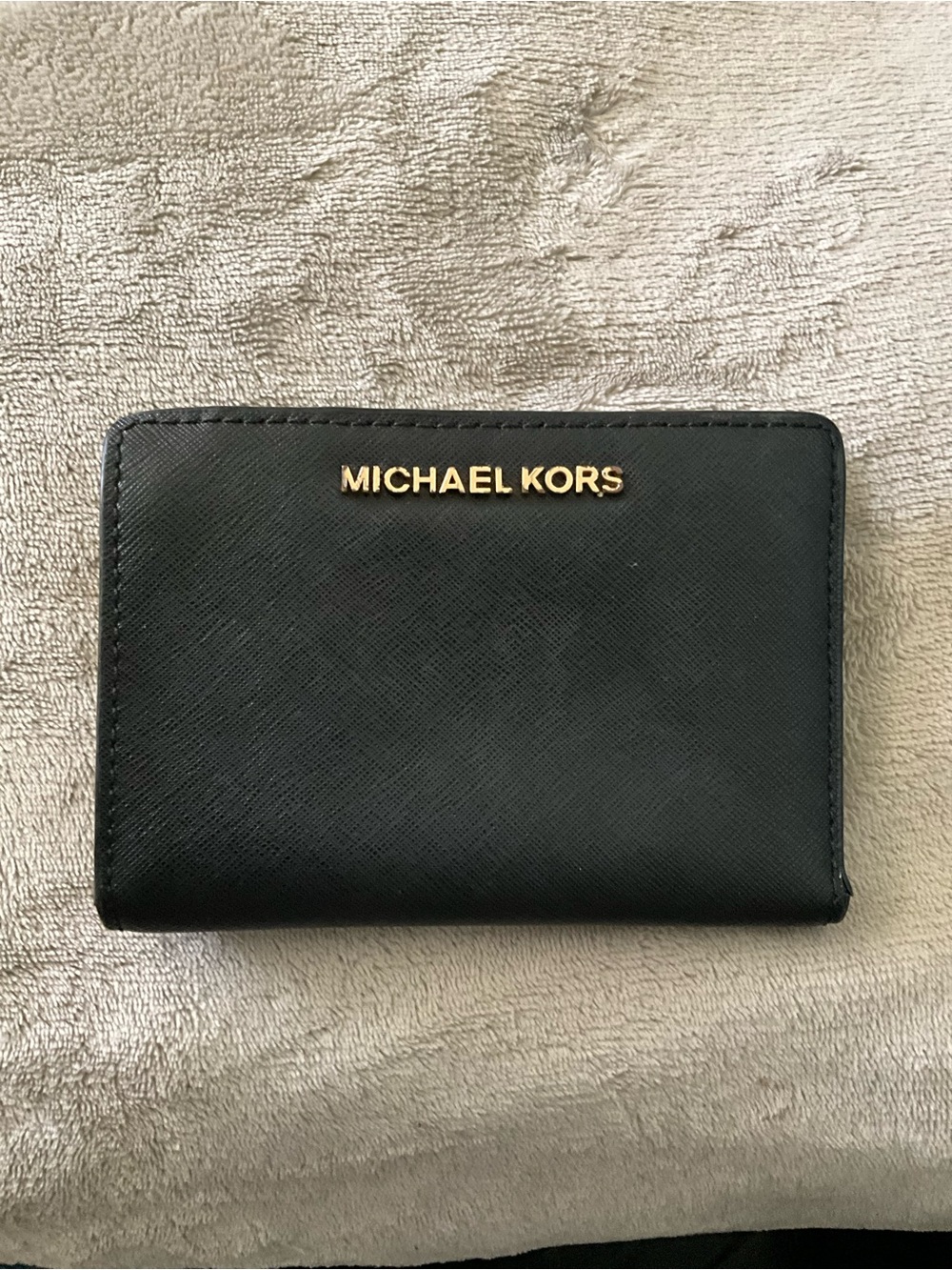 Michael Kors Bifold Black Card with Gold Logo wallet